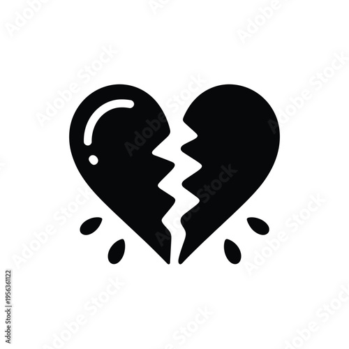 A broken heart icon depicting sadness loss and emotional distress