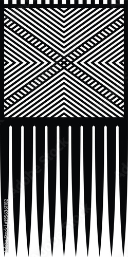 African Vintage Hair Pick Silhouette - Vector Design Illustration
