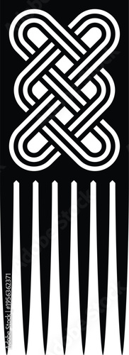 African Vintage Hair Pick Silhouette - Vector Design Illustration
