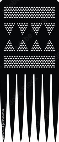 African Vintage Hair Pick Silhouette - Vector Design Illustration
