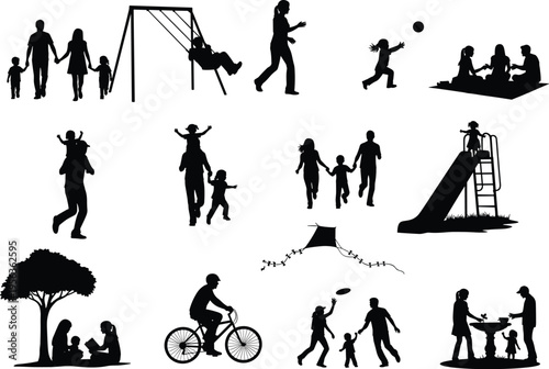 Family, Children, Parents, Picnic, Swing, Slide, Play, Outdoor, Recreation, Activity, Bonding, Together, Fun, Park, Tent, Bicycle, Frisbee, Grill, Tree, Leisure