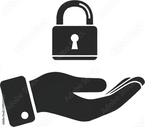 Protection and security with a padlock in hand offering safety, privacy, and confidential data management