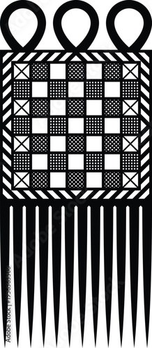 African Vintage Hair Pick Silhouette - Vector Design Illustration
