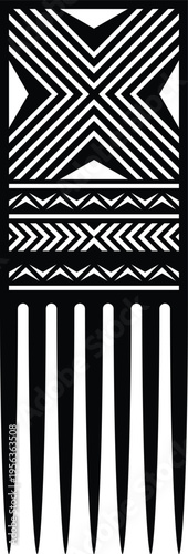 African Vintage Hair Pick Silhouette - Vector Design Illustration
