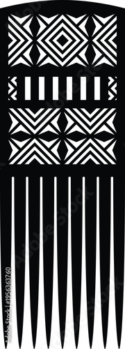 African Vintage Hair Pick Silhouette - Vector Design Illustration
