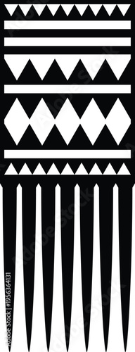 African Vintage Hair Pick Silhouette - Vector Design Illustration
