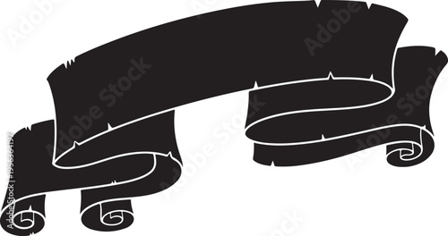 black silhouette ribbon scroll banner vector illustration.