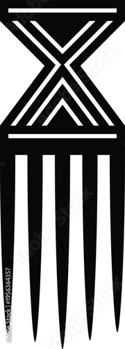 African Vintage Hair Pick Silhouette - Vector Design Illustration
