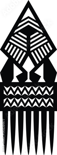 African Vintage Hair Pick Silhouette - Vector Design Illustration
