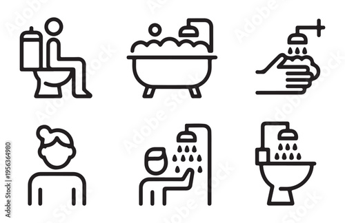 Hygiene and bathroom outline icons set. collection of symbols for daily personal care routine