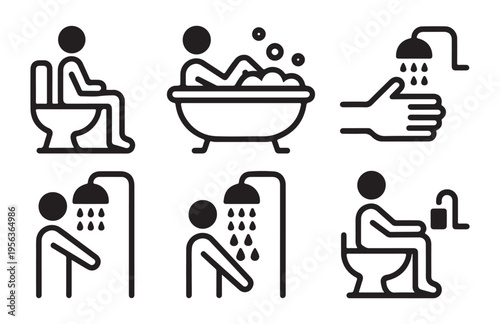 Hygiene and bathroom outline icons set. collection of symbols for daily personal care routine