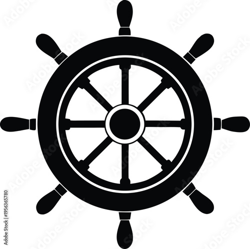 Nautical ship wheel helm steering marine boat vector icon design