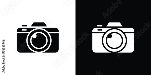 Black and white camera on split color background split background