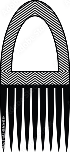 African Vintage Hair Pick Silhouette - Vector Design Illustration

