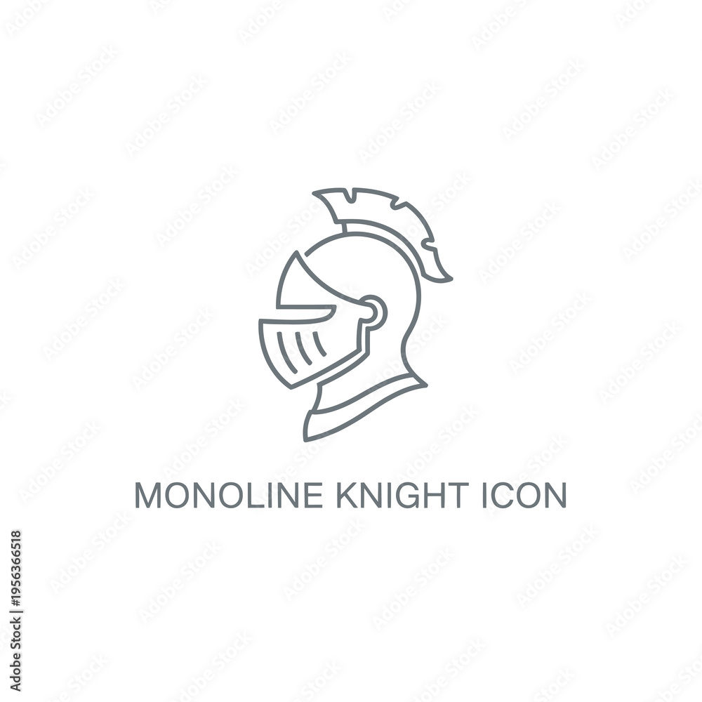 Fototapeta premium Monoline Knight Helmet Warrior Security Logo
