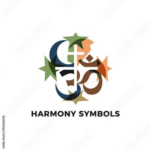 Multifaith Religious Harmony Symbols Composition