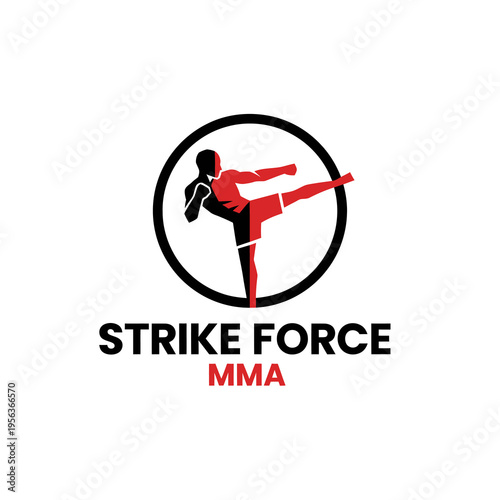 Mixed Martial Arts Fighter Kicking Logo in Circle