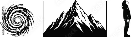 Creative Title: Cosmic Wonder and Mountain Summit Reflections