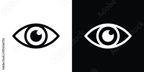 Black and white eye symbols on contrasting backgrounds