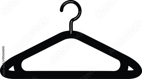 Simple black clothes hanger icon vector for fashion and wardrobe