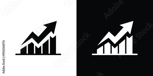 Black and white graph with arrows on contrasting backgrounds