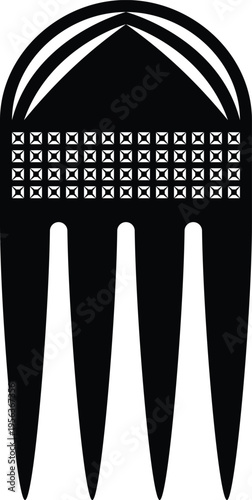 African Vintage Hair Pick Silhouette - Vector Design Illustration
