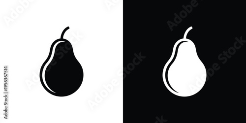 Black and white pear silhouettes on contrasting backgrounds