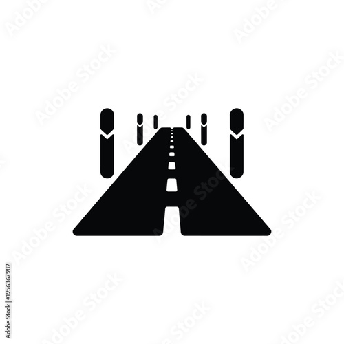 Black and white road sign with traffic cones symbol