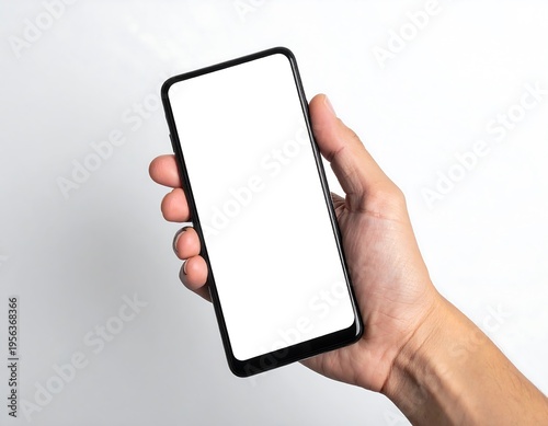 Wallpaper Mural Hand Holding a Modern Smartphone with a Blank White Screen. Torontodigital.ca