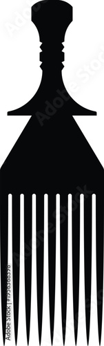 African Vintage Hair Pick Silhouette - Vector Design Illustration
