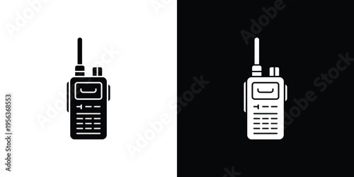 Black and white walkie talkie on split background radio 1