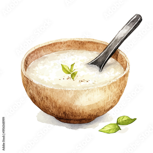 Congee, watercolor vector portraying a joyful pose with colorful highlights, isolated on a white background.