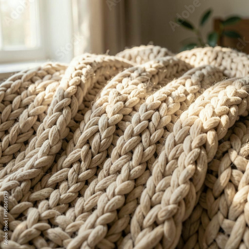Chunky thick knitted blanket