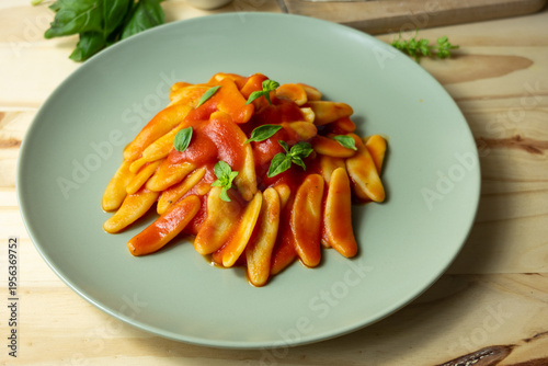 Italian pasta with tomato sauce served on plate, classic cuisine and food photography concept