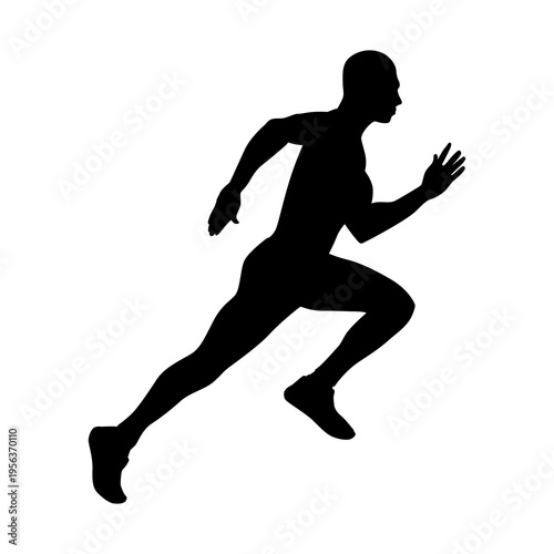 Plakat Sprinter Silhouette Running Fast Side Profile Action