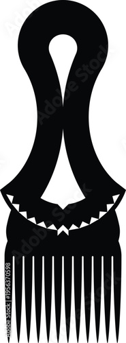 African Hair Pick - Vintage Afro Comb Silhouette Vector Design

