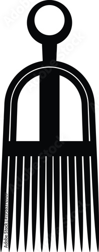 African Hair Pick - Vintage Afro Comb Silhouette Vector Design
