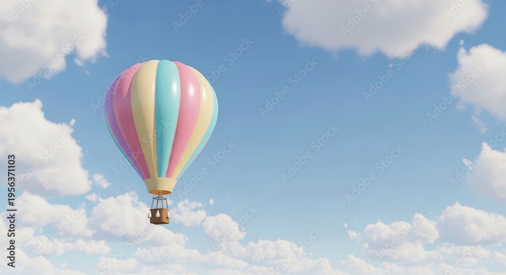 Naklejka premium Hot air balloon flying in sky.