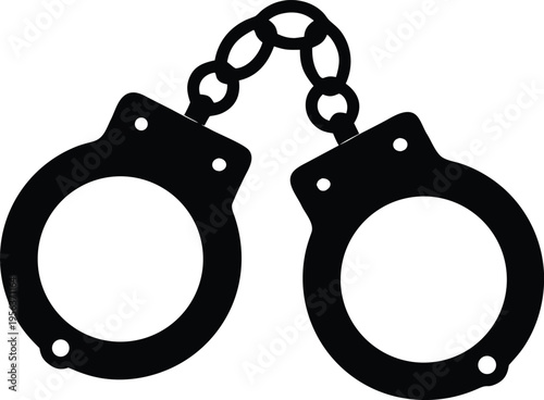 Police law justice crime security handcuffs flat vector icon