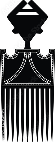 African Hair Pick - Vintage Afro Comb Silhouette Vector Design

