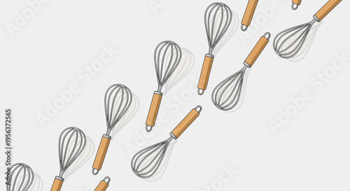 Whimsical whisk parade, a seamless kitchen pattern with cartoon style cooking tools