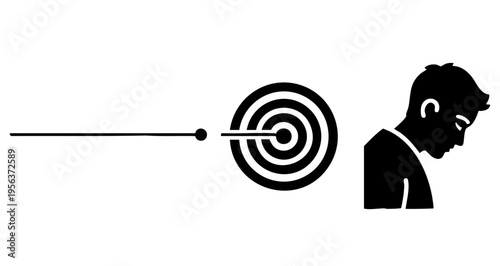 Creative SEO Title: Lost Focus and Missed Target Contemplation Icons