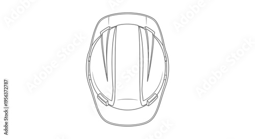 Top View Hard Hat Line Art Illustration - Safety Helmet Icon for Construction and Engineering - Minimalist PPE Vector Design