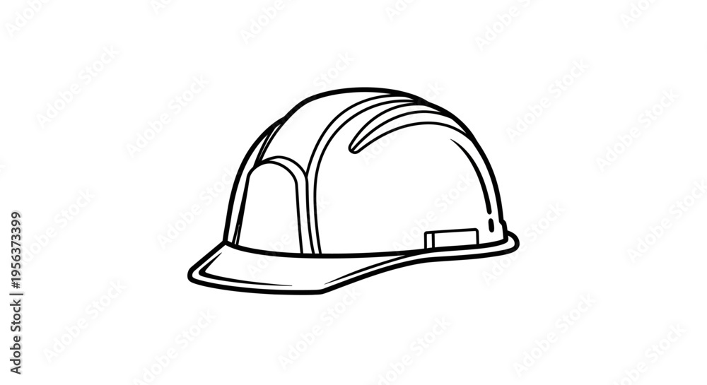 Fototapeta premium Hard Hat Construction Safety Helmet Line Art Illustration Vector Icon for PPE and Industrial Work Concept