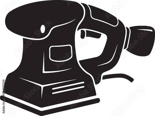  Power sander icon in silhouette on white background.