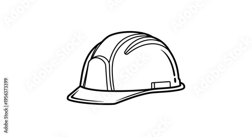 Hard Hat Construction Safety Helmet Line Art Illustration Vector Icon for PPE and Industrial Work Concept