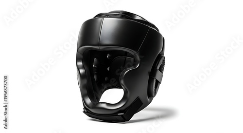 A black boxing headgear offering complete protection for martial arts and combat sports training sessions.