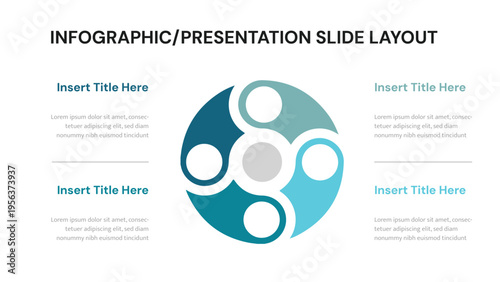 Circular infographic displaying four interconnected steps for a business presentation