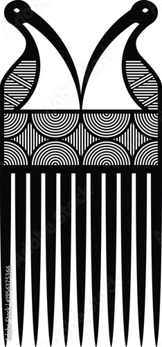 African Hair Pick - Vintage Afro Comb Silhouette Vector Design
