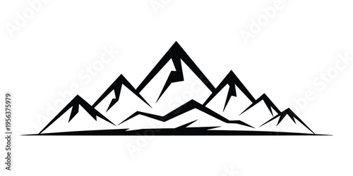 Mountains Silhouette Icon Set for Outdoor Adventure Concept